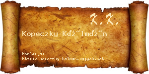 Kopeczky Kálmán névjegykártya